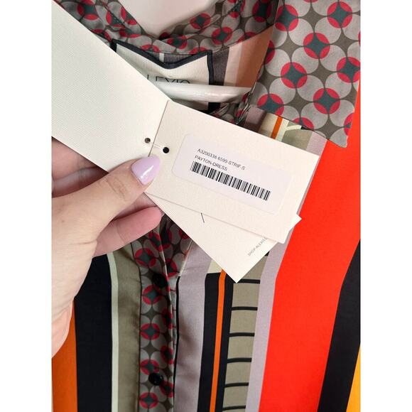 Alexis Payton Striped Long Sleeve Button-Up Shirt Dress Multi Women's Size S NWT - Picture 8 of 11